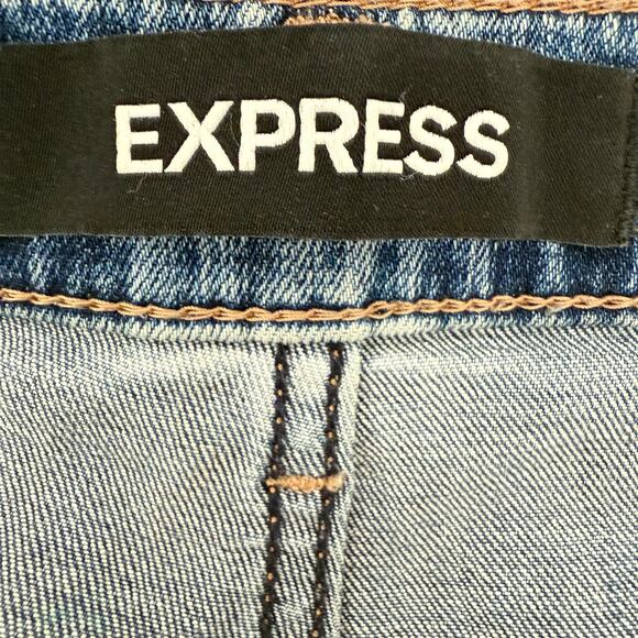 Express Jeans Y2K Acid Wash Distressed Denim Jeans Slim Leg High Rise Size 4 - Picture 6 of 15